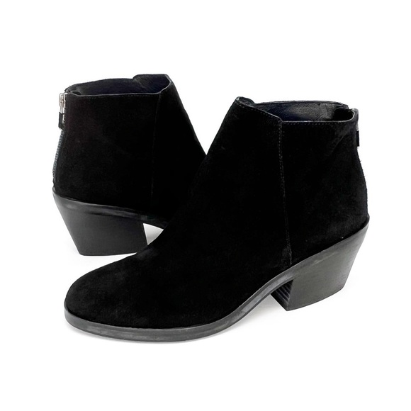Eileen Fisher Rove Ankle Boots Black Suede Size 8.5 Block-Heel Zip Booties EUC - Picture 13 of 13